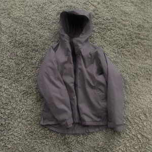 Under Armour Gray Ski Jacket with Hood and Full-Length Zipper